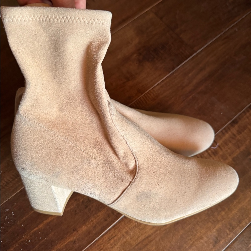 Stuart Weitzman Stretch Leather Suede Tan Boots sz 8